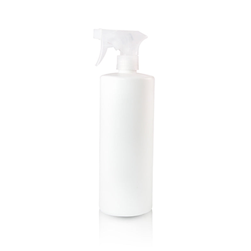White HDPE Cylinder Round Bottle 32 oz w/ Trigger Spray