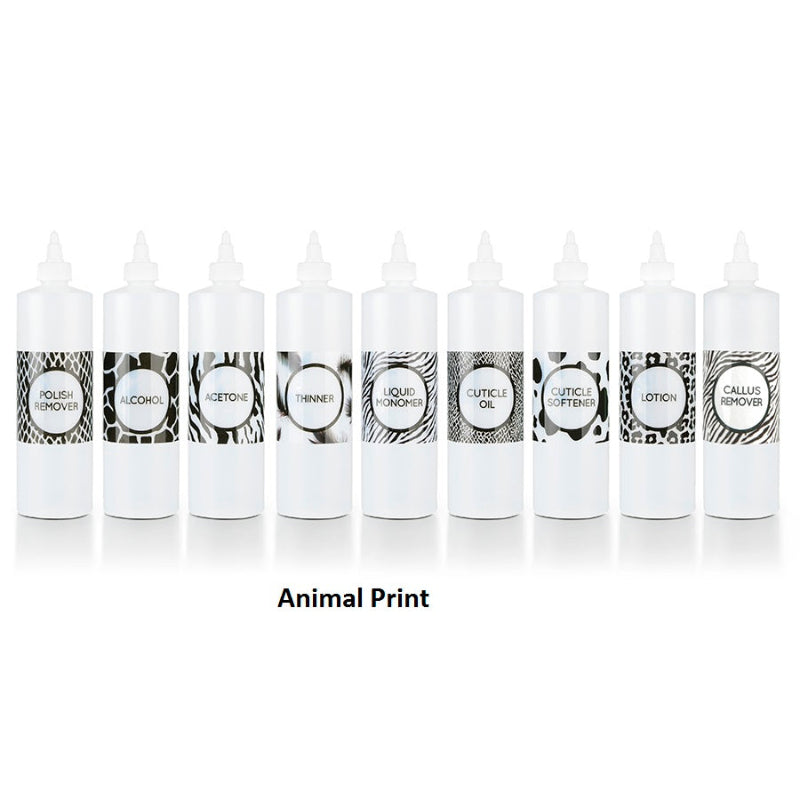 Custom Design Label Cylinder Bottle Animal Print 8 oz - Set of 9