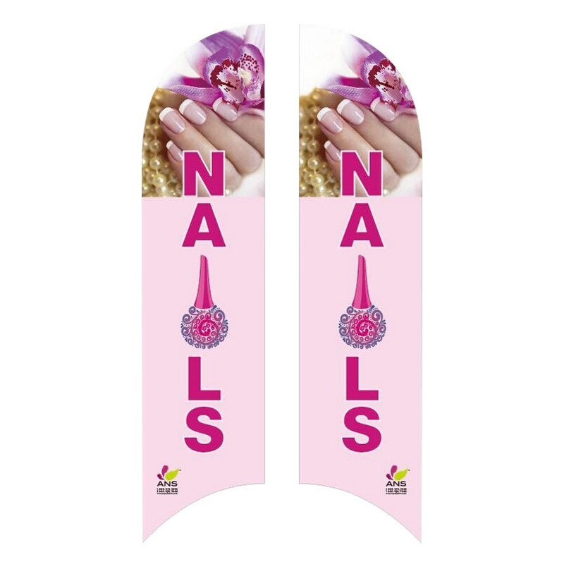 Flutter Flag Nails Pink Flower