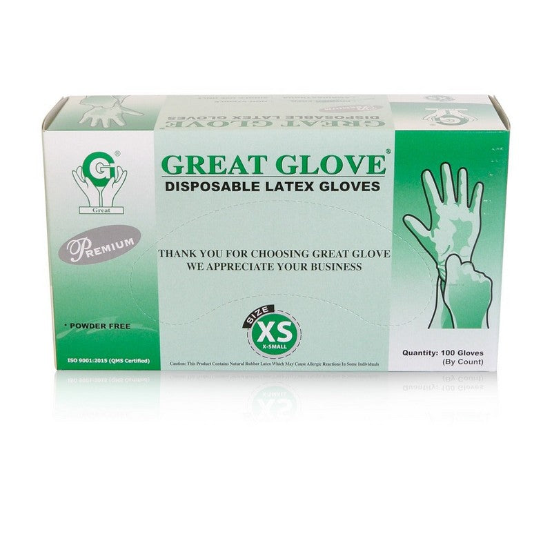 Great Powder Free Latex Gloves - X-Small 100 ct