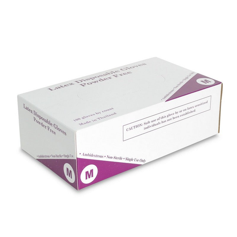 Powder Free Latex Gloves - Medium 100 ct