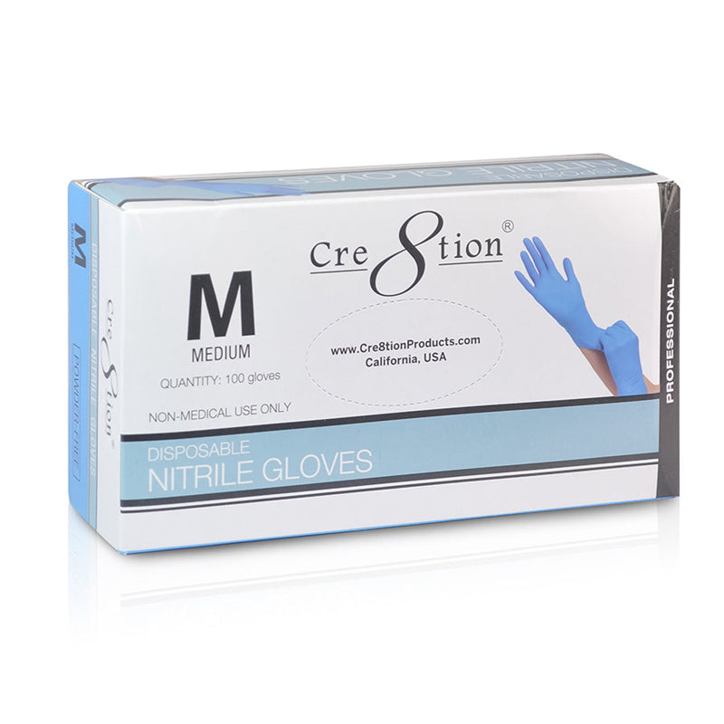 Cre8tion - Nitrile Blue Gloves - Medium 100 ct