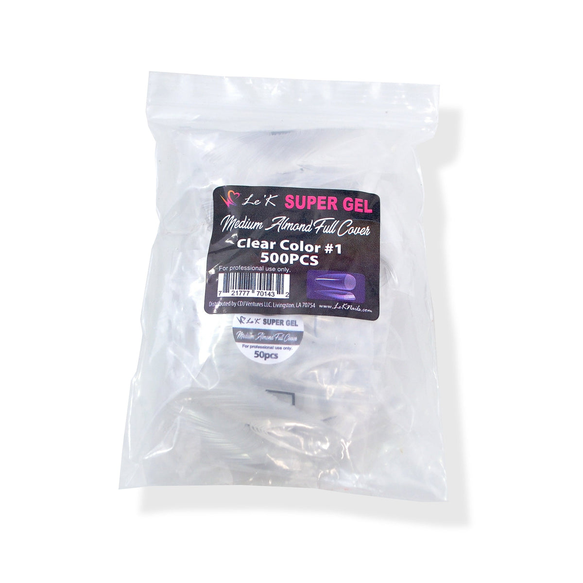 Le'K Super Gel Tip - Medium Almond Full Cover #1 (500pcs)
