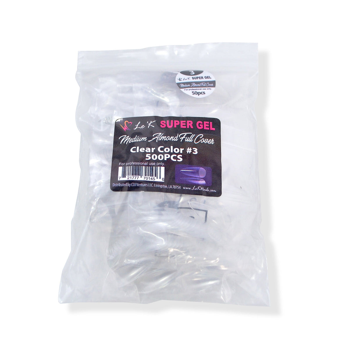 Le'K Super Gel Tip - Medium Almond Full Cover #3 (500pcs)