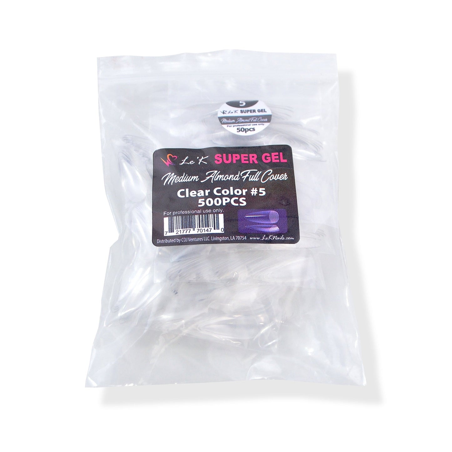 Le'K Super Gel Tip - Medium Almond Full Cover #5 (500pcs)