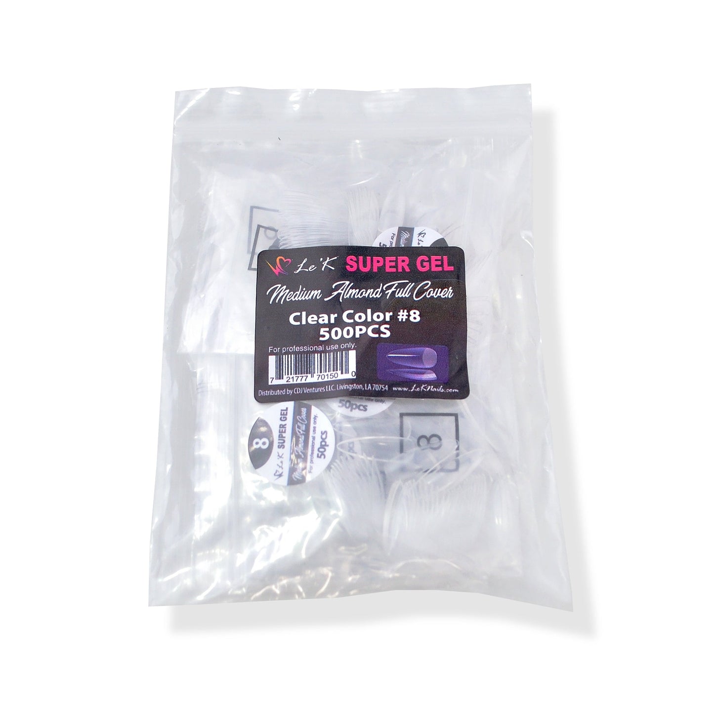 Le'K Super Gel Tip - Medium Almond Full Cover #8 (500pcs)