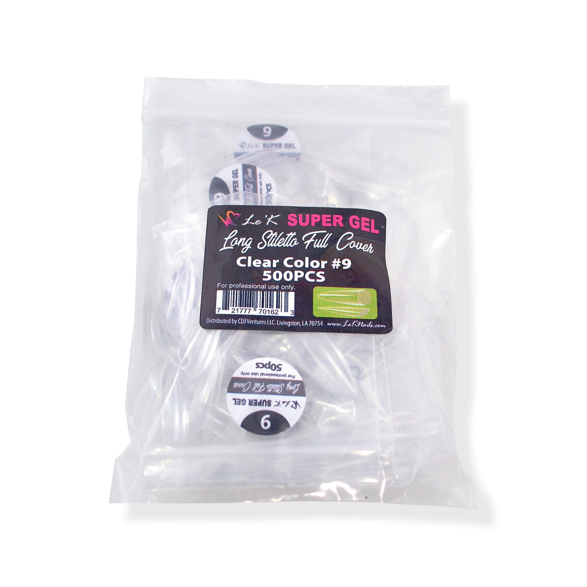 Le'K Super Gel Tip - Long Stiletto Full Cover #9 (500pcs)
