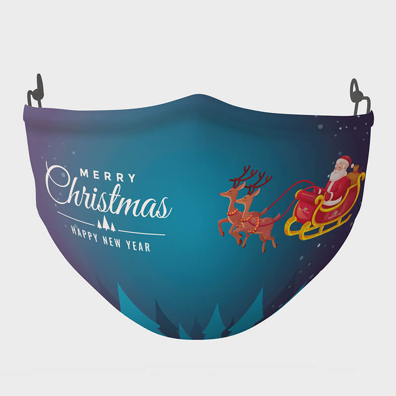 Reusable & Washable Face Mask - Santa Claus & Sleigh