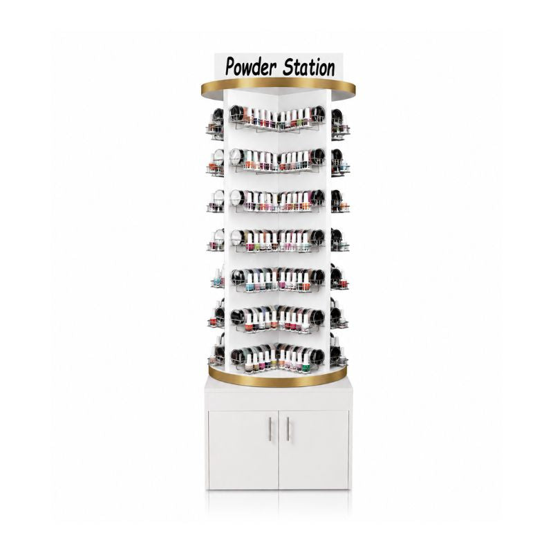 Luxury Wooden Rotary Powder/Polish Stand Rack - Brushed Gold