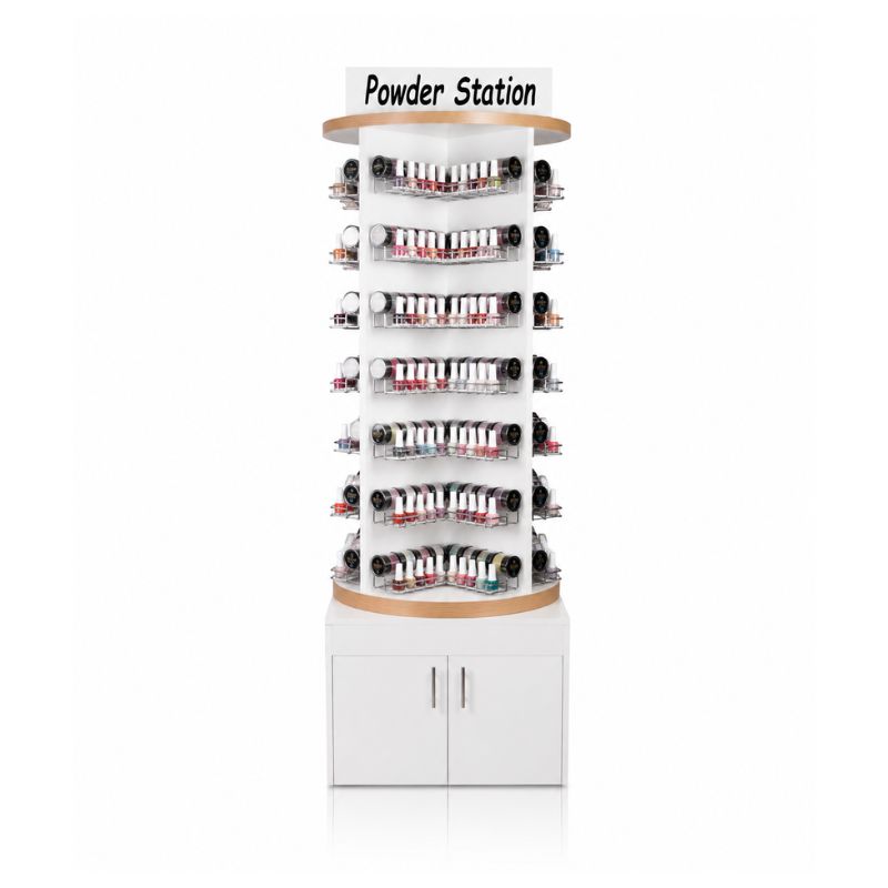 Luxury Wooden Rotary Powder/Polish Stand Rack - New Age Oak