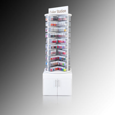 Deluxe Wooden Rotary Powder or Duo Stand Rack - White