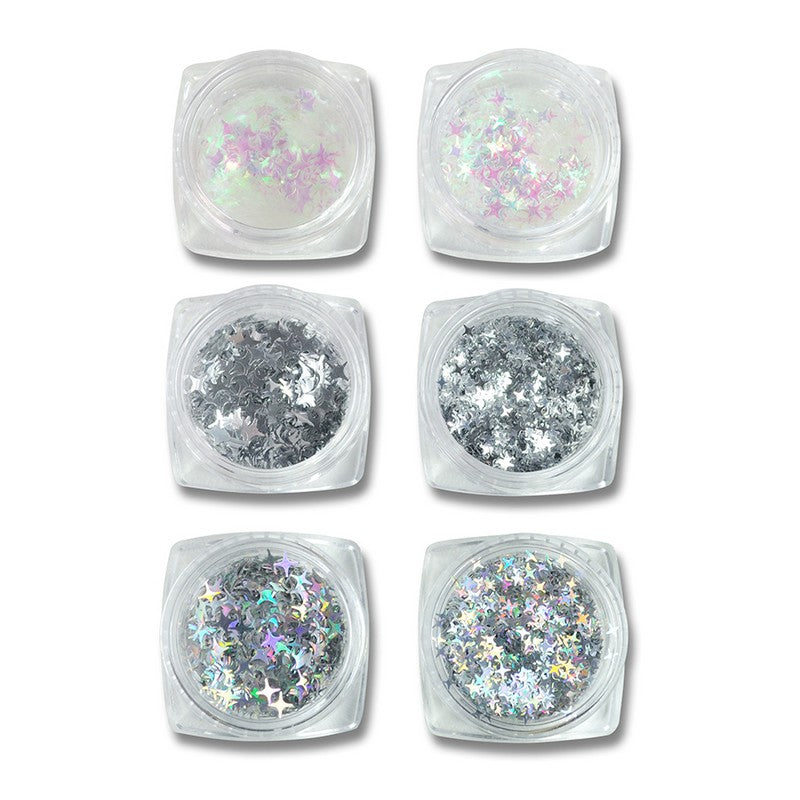 Nail Art Sequin Holo Transparent Flake Stars -# 100 set of 6
