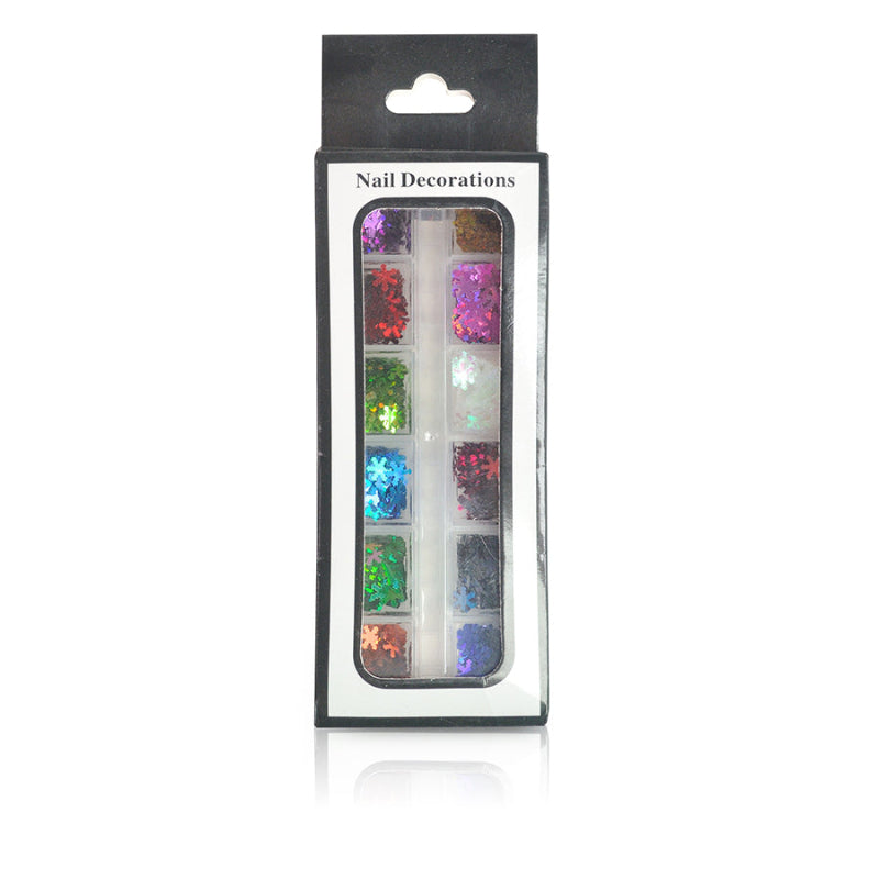 Nail Art Sequin Snowflake Mixed Color - #16 - XA - set of 12