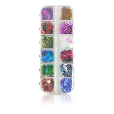 Nail Art Sequin Snowflake Mixed Color - #16 - XA - set of 12