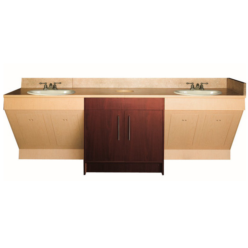 Contemporary Double Sink w/ Porcelain Vessel - Oak