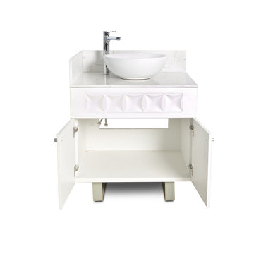 Left - Regis Single Sink with Marble Top - 30" - White