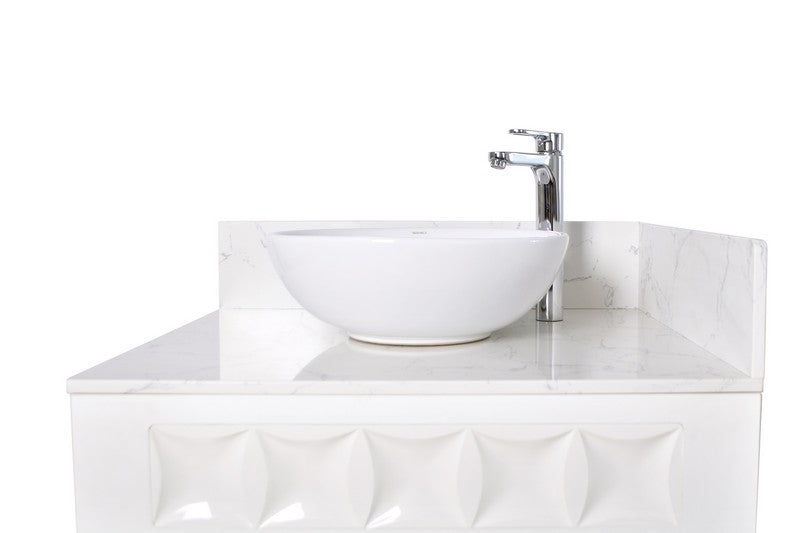 Right - Regis Single Sink with Marble Top - 30" - White