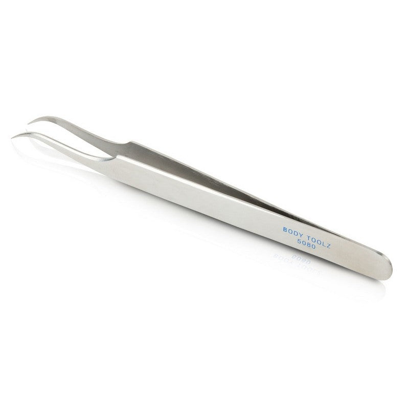 Body Toolz Fine Pointed Curved Tip Tweezer 4.5"