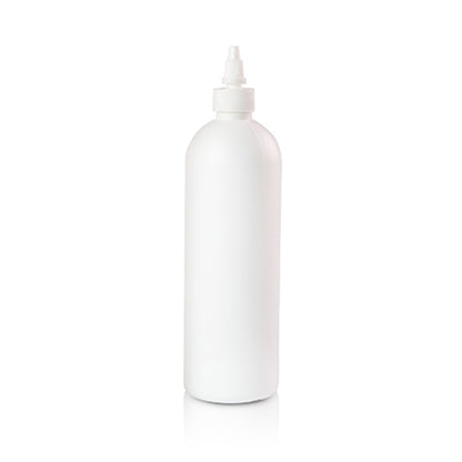 White HDPE Bullet Bottle 16 oz w/Twisted Cap