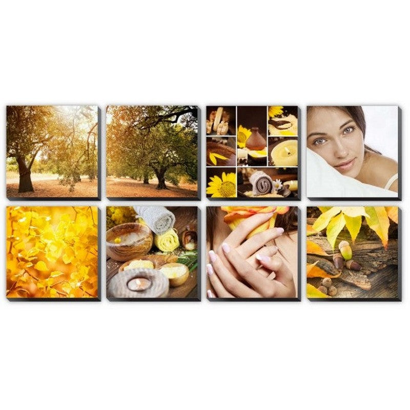 8 pcs Amber Dew Ensemble Canvas Mural