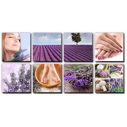 8 pcs Lavender Fields Ensemble Canvas Mural