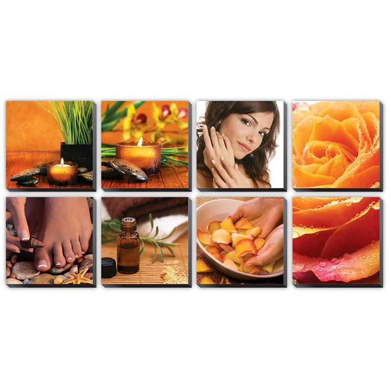 8 pcs Golden Spa Ensemble Canvas Mural