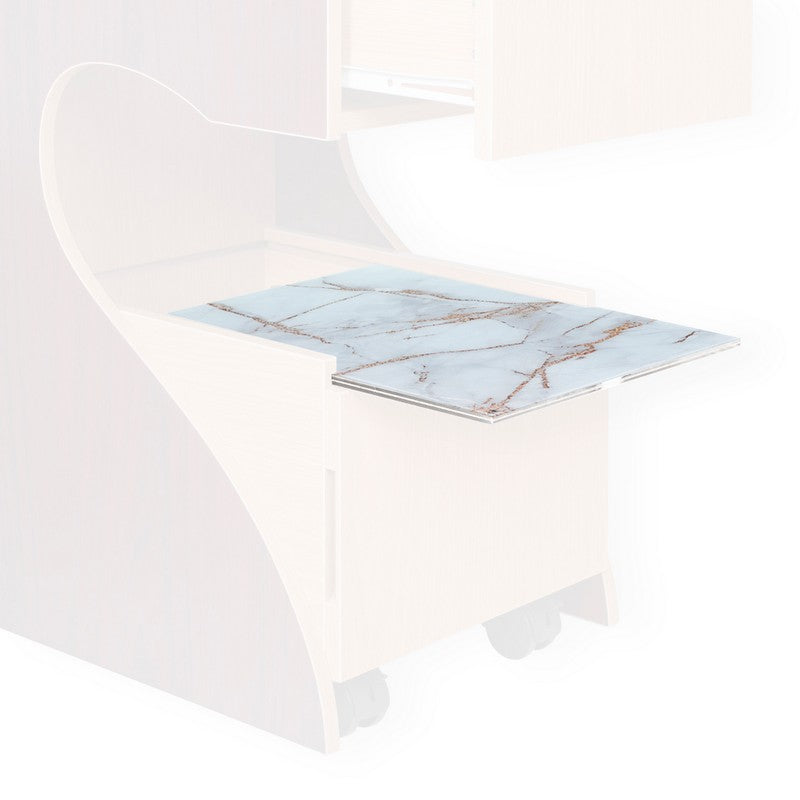 White Marbel w/Gold Vein Glass Top for ION Pedicart