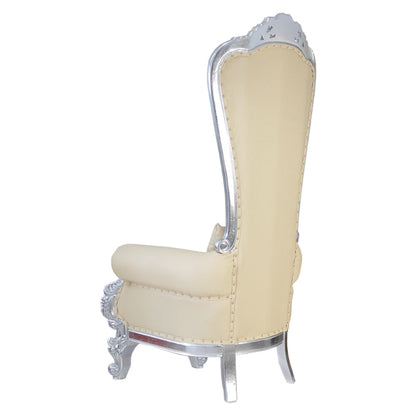 Queen Chair High Back, Ivory/Cream with Chrome Base