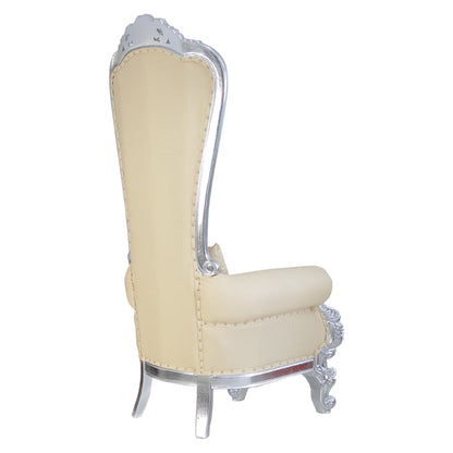 Queen Chair High Back, Ivory/Cream with Chrome Base
