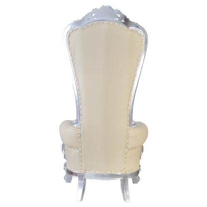 Queen Chair High Back, Ivory/Cream with Chrome Base