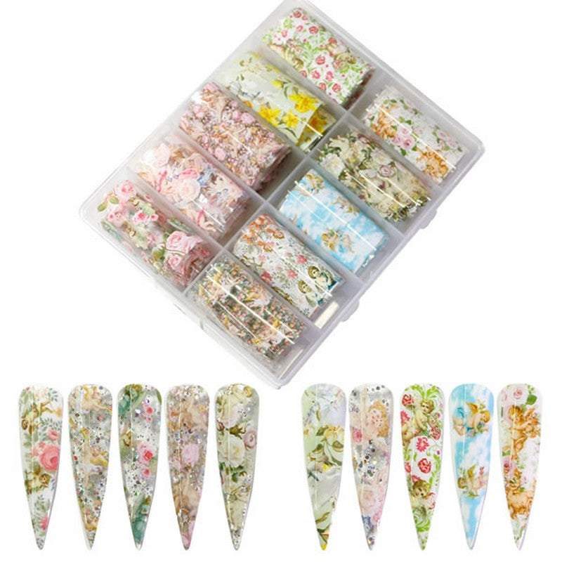 Nail Art Floral Transfer Foil Paper - # 001 - 10 Rolls