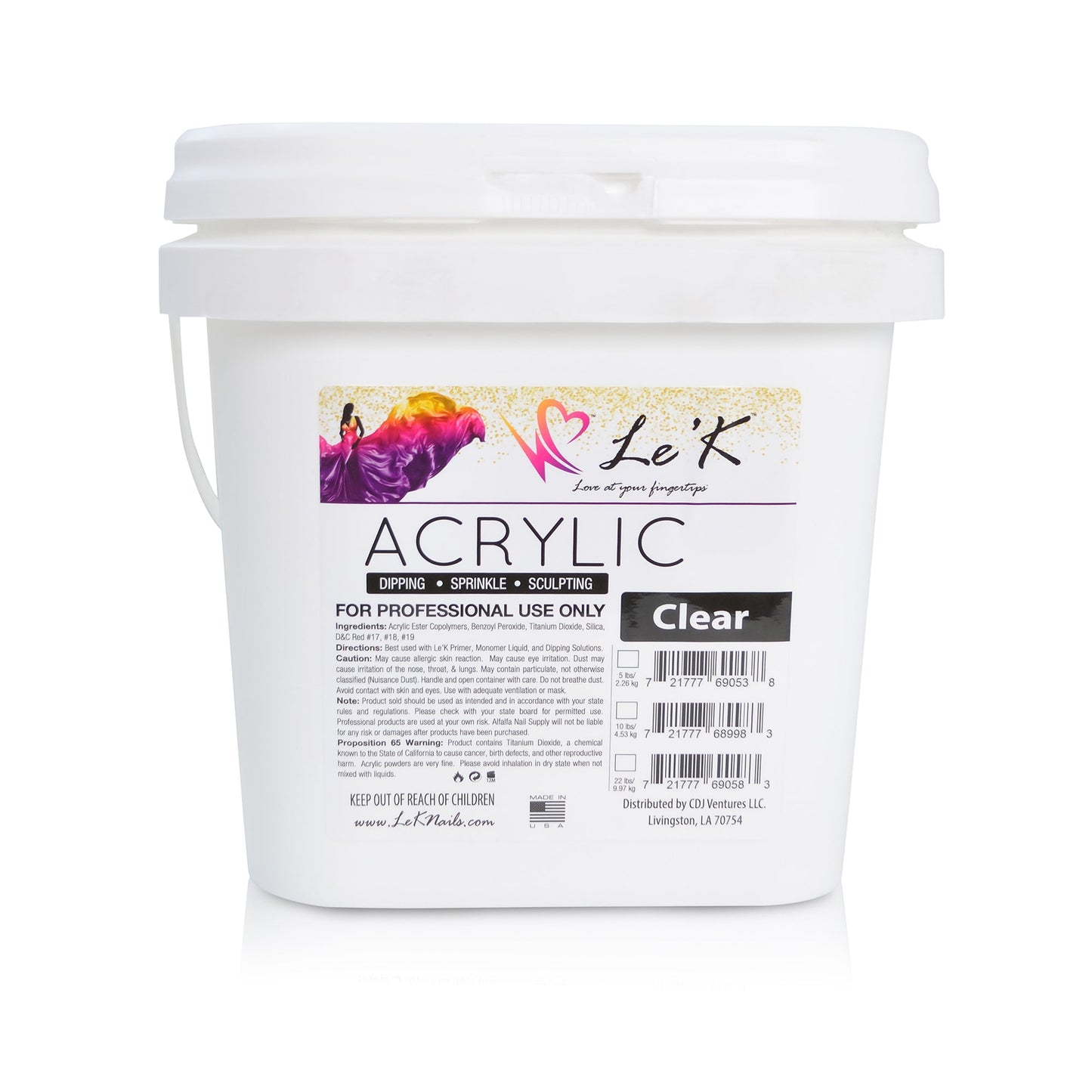 Le'K Acrylic Powder - Clear - 10 lbs