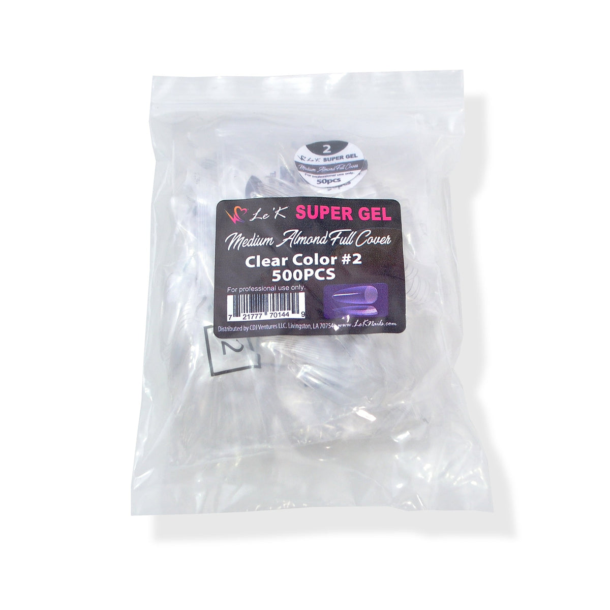 Le'K Super Gel Tip - Medium Almond Full Cover #2 (500pcs)