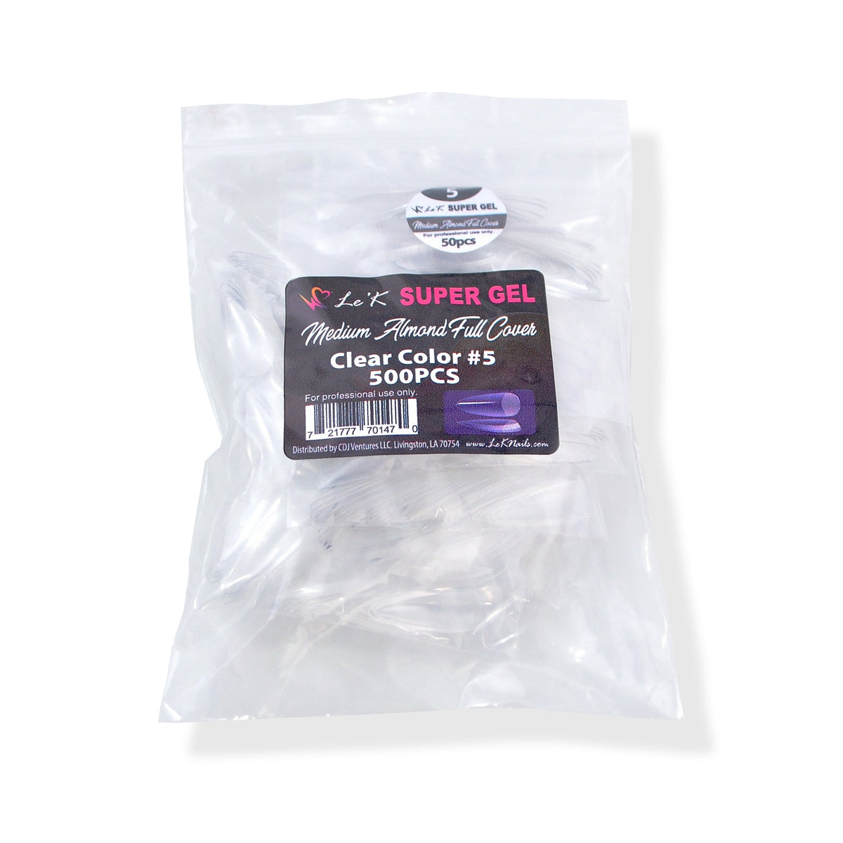 Le'K Super Gel Tip - Medium Almond Full Cover #5 (500pcs)