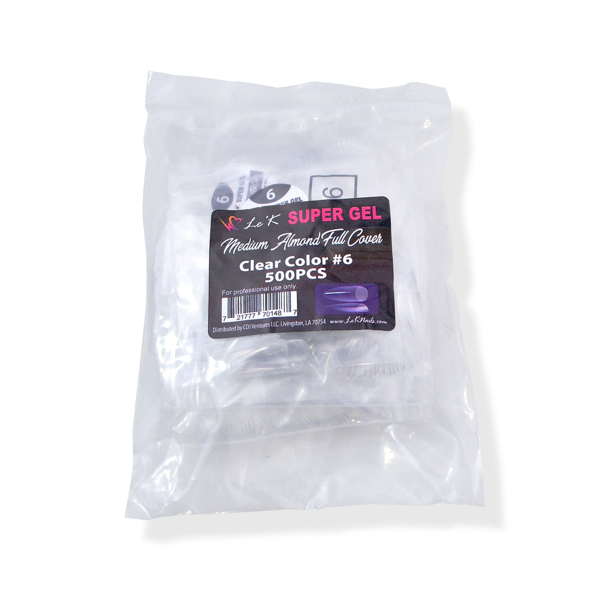 Le'K Super Gel Tip - Medium Almond Full Cover #6 (500pcs)