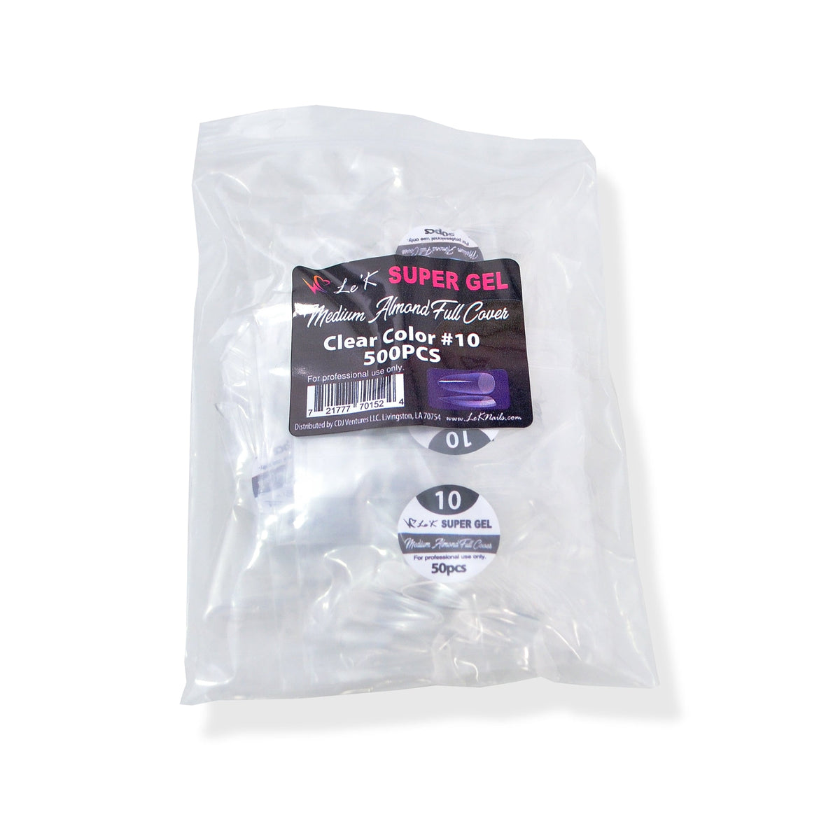 Le'K Super Gel Tip - Medium Almond Full Cover #10 (500pcs)