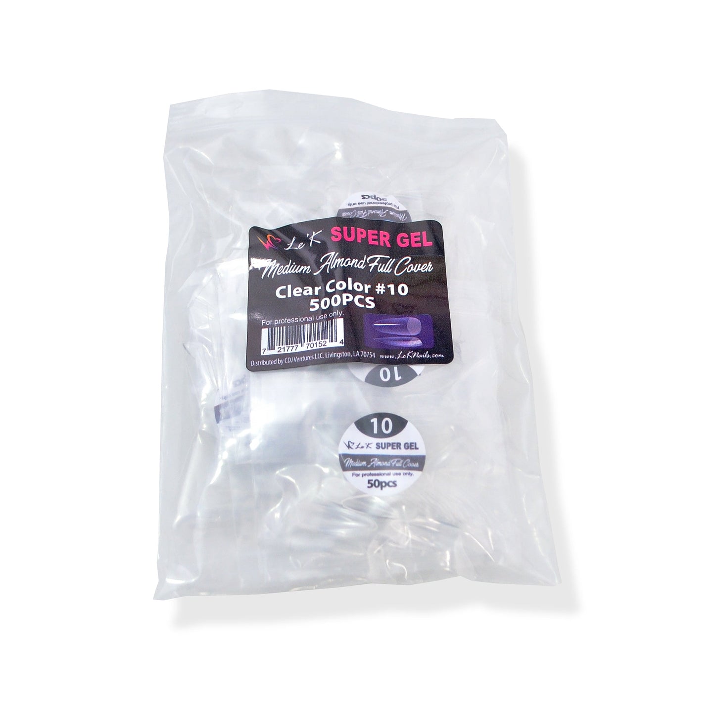 Le'K Super Gel Tip - Medium Almond Full Cover #10 (500pcs)