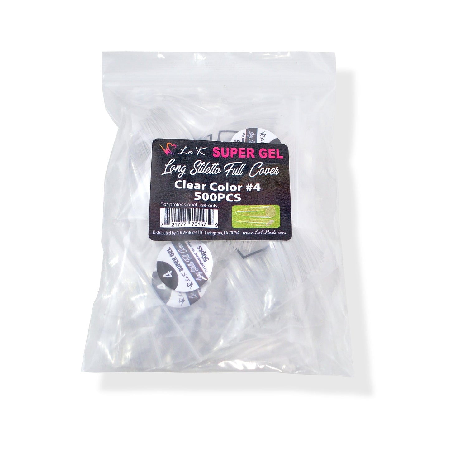 Le'K Super Gel Tip - Long Stiletto Full Cover #4 (500pcs)