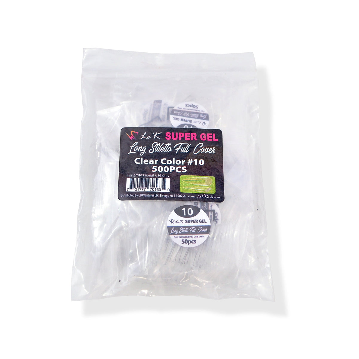 Le'K Super Gel Tip - Long Stiletto Full Cover #10 (500pcs)