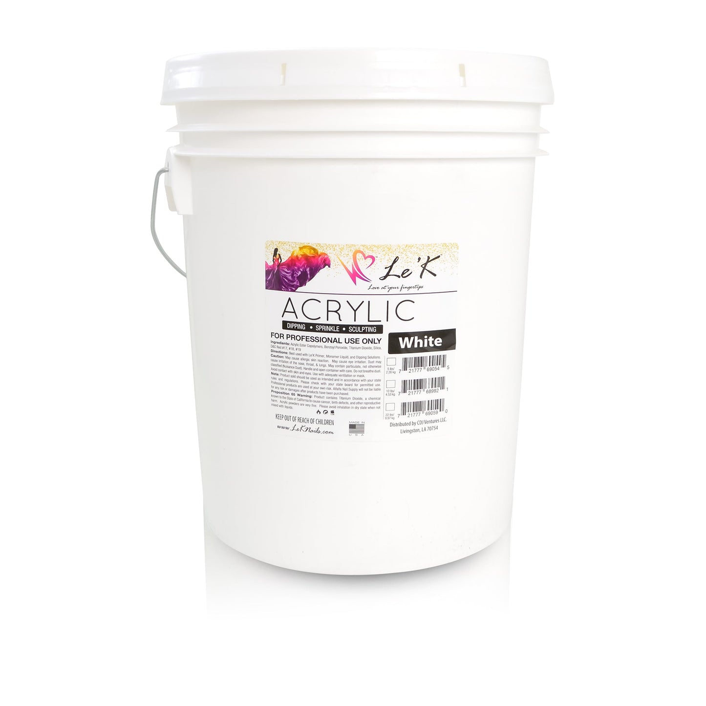 Le'K Acrylic Powder - Snow White - 25 lbs