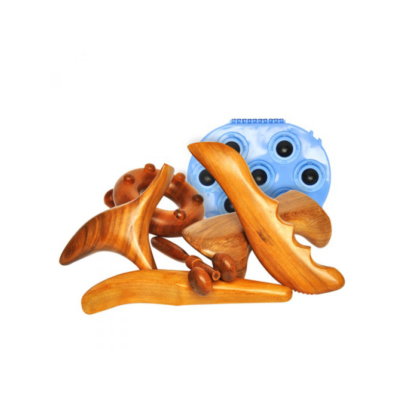 Mi-Zen Wooden Massage Tools w/Stone Roller 7 pcs