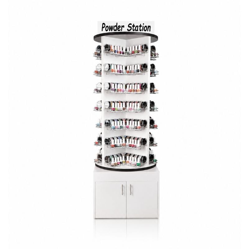 Luxury Wooden Rotary Powder/Polish Stand Rack - Black