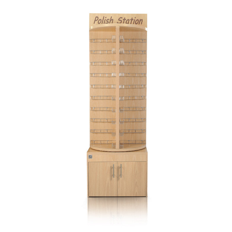 Deluxe Wooden Rotary Polish Stand Rack - Natural Oak