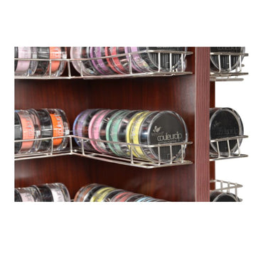 Deluxe Wooden Rotary Powder Stand Rack - Mahogany