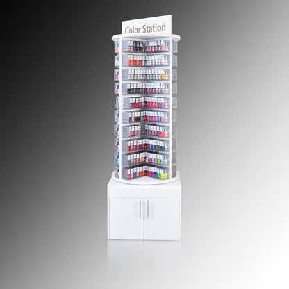 Deluxe Wooden Rotary Powder or Duo Stand Rack - White