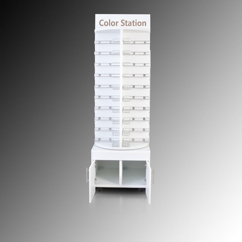 Deluxe Wooden Rotary Powder or Duo Stand Rack - White