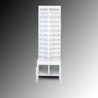 Deluxe Wooden Rotary Powder or Duo Stand Rack - White