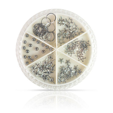 Nail Art Sequin Mixed Shape Silver Stud - # 04B