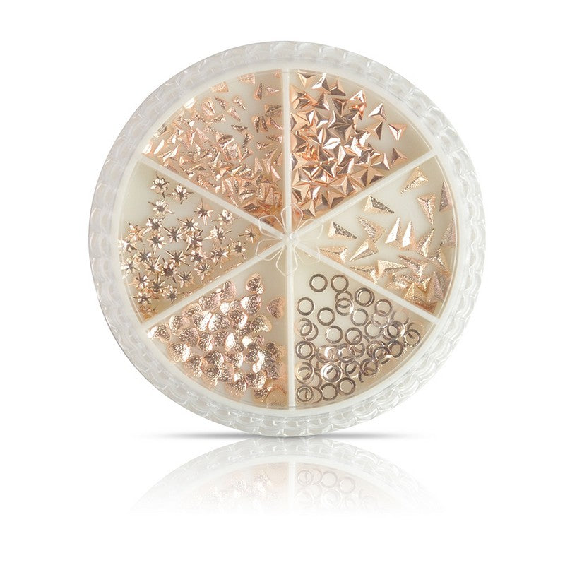 Nail Art Sequin Mixed Shape Gold Stud - # 05B 180pcs