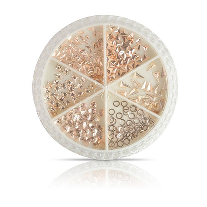 Nail Art Sequin Mixed Shape Gold Stud - # 05B 180pcs